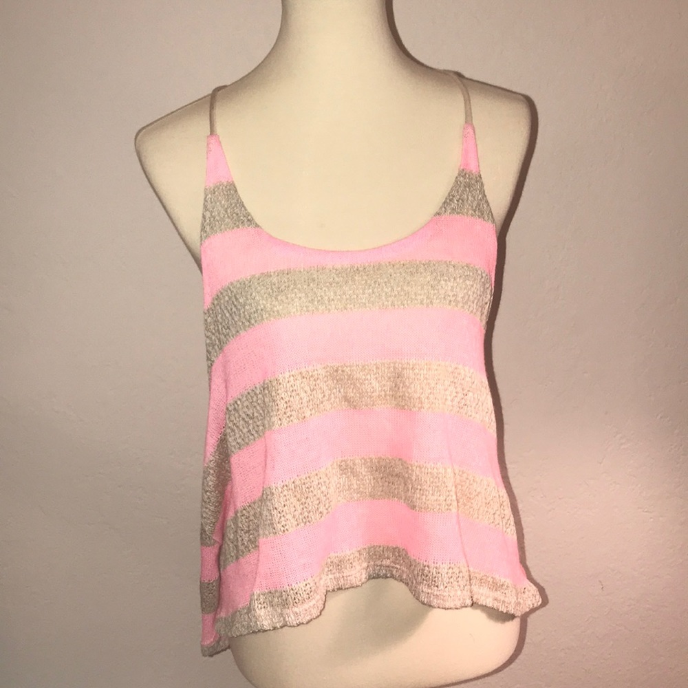 Pink and tan summer tank top